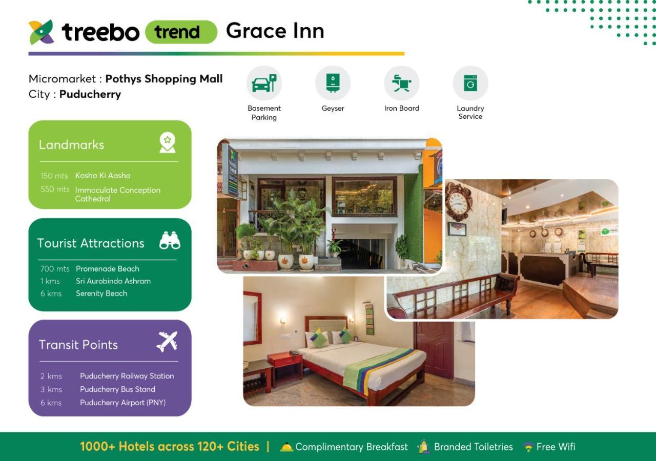 Treebo Grace Inn, 3 Min Walk From Promenade Beach Pondicherry Bagian luar foto